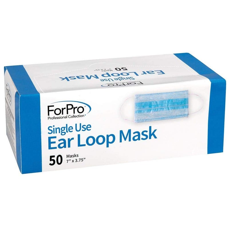 ForPro Professional Collection Single Use Ear Loop Mask, 3-Ply Disposable Non-Woven Face Mask, Latex-Free, Fiberglass-Free, Protects Against Pollen, Dust, 50-Count - Image 2